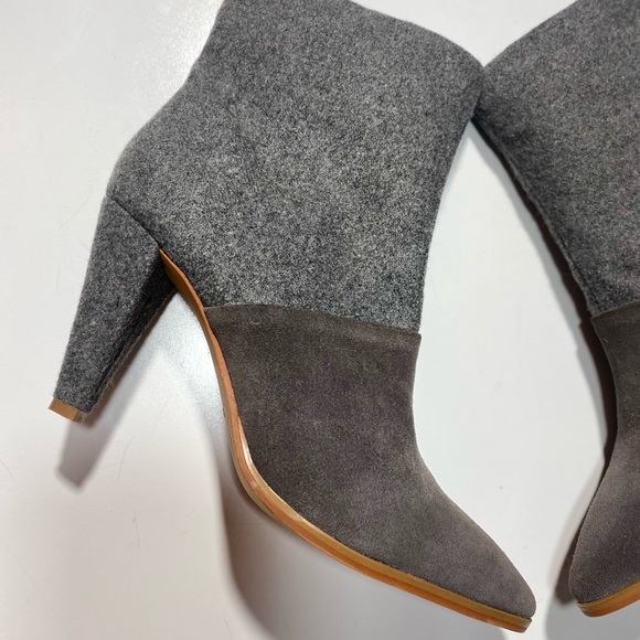 Matiko Grey Wool Leather Pointed Toe Woman’s Heel Zip Side Boots NWOT Size 11 - Picture 5 of 13